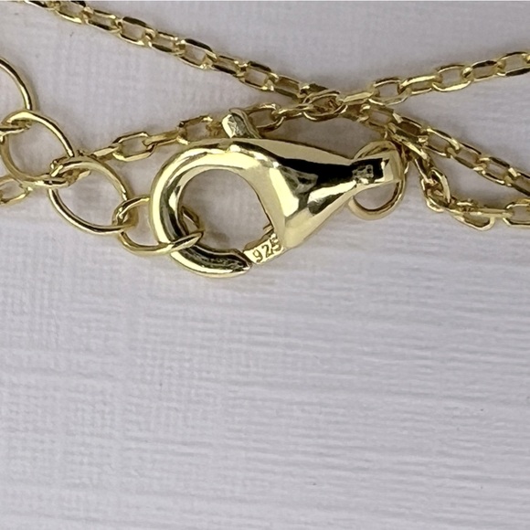 RACHEL ZOE, STERLING SILVER 18KT GOLD PLATED MOTHER OF PEARL CLOVER NECKLACE, CZ - Picture 9 of 16